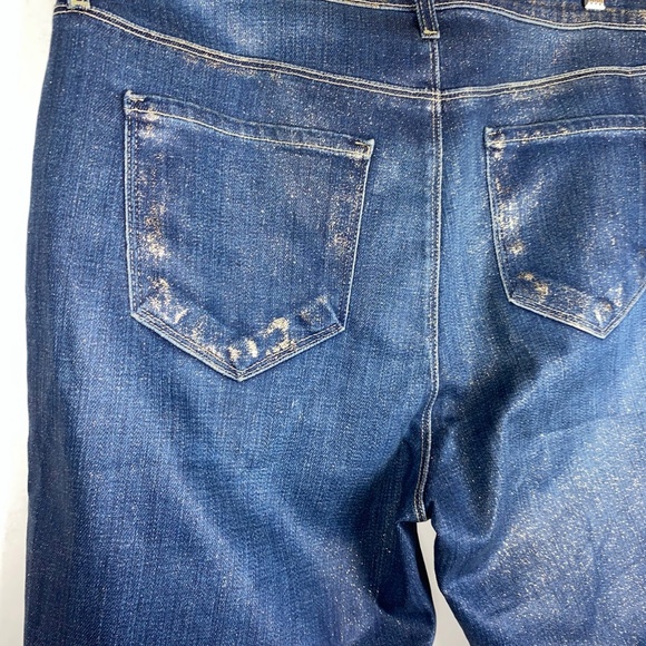 L’Agence El Matador Slim High Rise Cropped Gold Glitter Coated Jeans size 33 - Picture 7 of 11